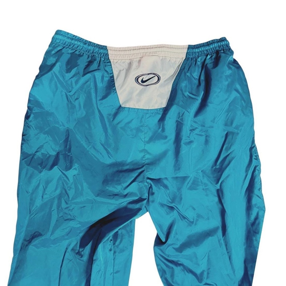Nike Vintage 90s Teal Blue Nylon Track Pants Windbreaker High Rise Womens Medium